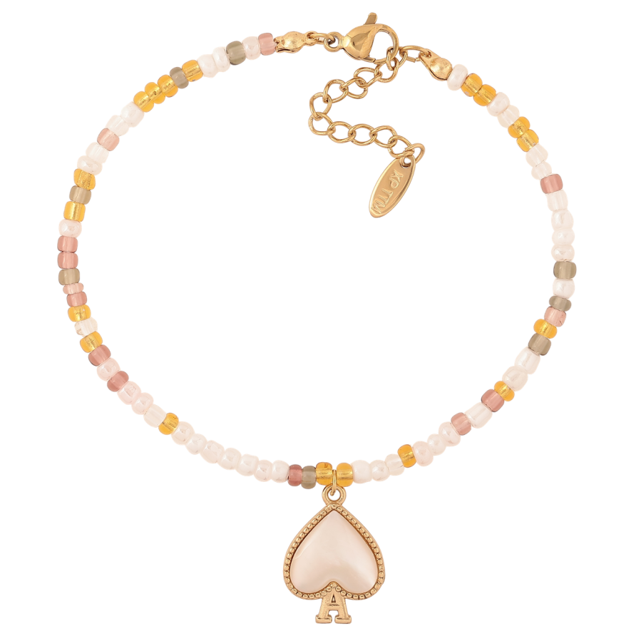 Браслет Xuping ТТМ Stainless Steel цвет 14К Цветной бисер с перламутровой подвеской с доп.цеп 19-23см х 3мм фото №1