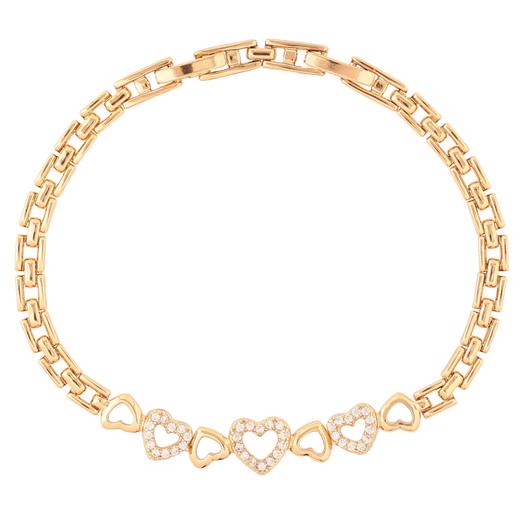 Браслет Xuping Позолота 18K Сердечки размер с доп.замком 17,19.5см х 4мм фото №16 Браслет Xuping Позолота 18K Сердечки размер с доп.замком 17,19.5см х 4мм фото №16