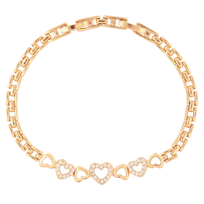 Браслет Xuping Позолота 18K «Сердечка» розмір з доп.замком 17,19.5см х 4мм фото №1