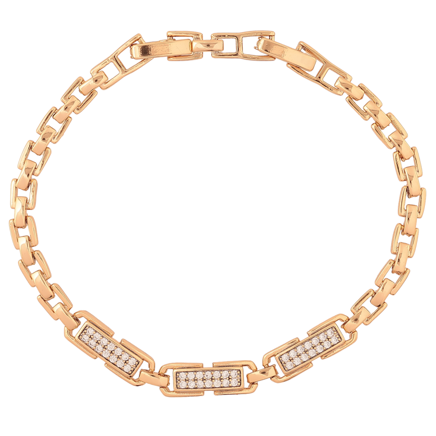 Браслет Xuping Позолота 18K Узор с инкрустацией кристаллами размер с доп.замком 17,19см х 4мм фото №1