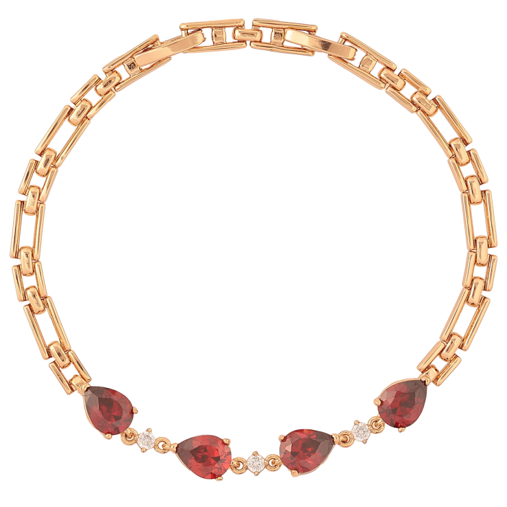 Браслет Xuping Позолота 18K Вставка с красными кристаллами размер с доп.замком 17.5,19.5см х 4мм фото №3