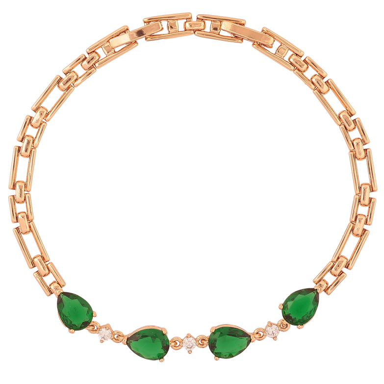 Браслет Xuping Позолота 18K Вставка с зелеными кристаллами размер с доп.замком 17.5,19.5см х 4мм фото №1 Браслет Xuping Позолота 18K Вставка с зелеными кристаллами размер с доп.замком 17.5,19.5см х 4мм фото №1