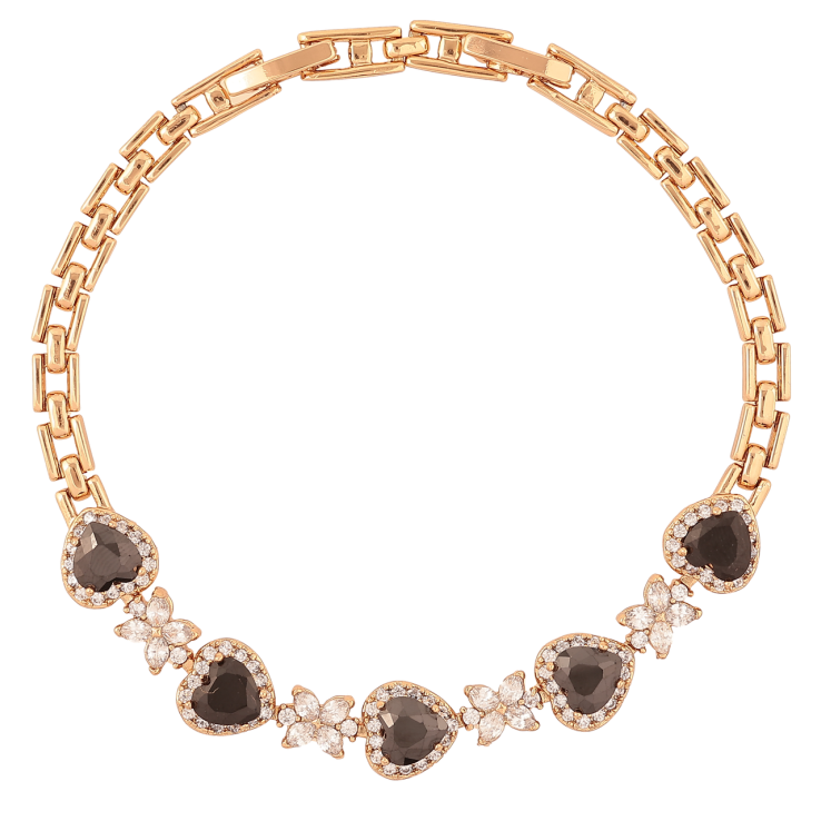 Браслет Xuping Позолота 18K Кристальные черные сердечки и цветочки размер с доп.замком 17.5,19.5см х 4мм фото №22 Браслет Xuping Позолота 18K Кристальные черные сердечки и цветочки размер с доп.замком 17.5,19.5см х 4мм фото №22