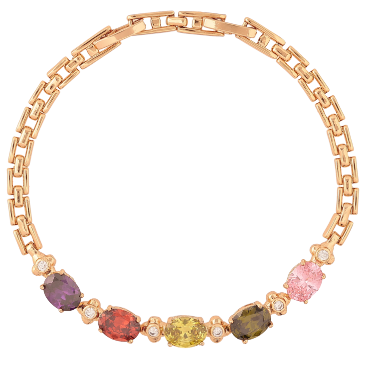 Браслет Xuping Позолота 18K Вставка из разноцветных кристаллов размер с доп.замком 17,19.5см х 4мм фото №4