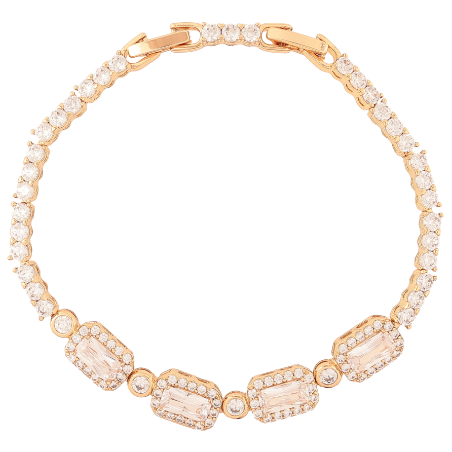 Браслет Xuping Позолота 18K Инкрустация кристаллами размер с доп.замком 17.5,19.5см х 3мм фото №1