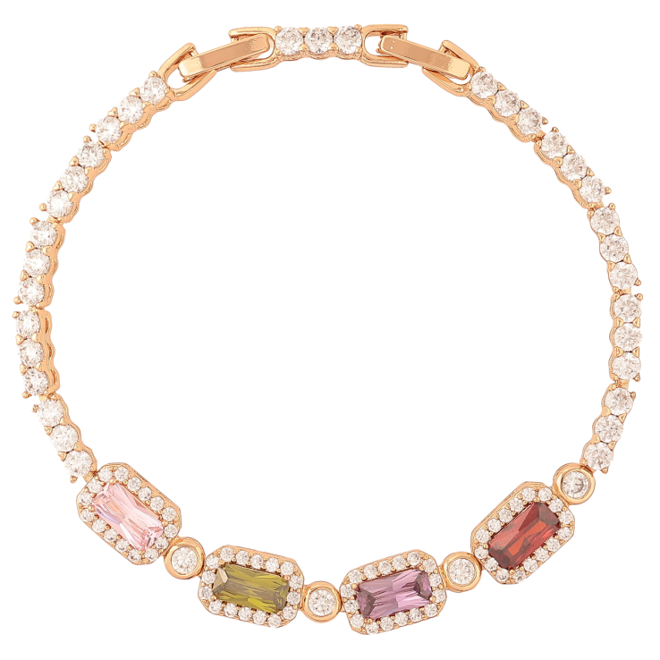 Браслет Xuping Позолота 18K Инкрустация разноцветными кристаллами размер с доп.замком 17.5,19.5см х 3мм фото №6 Браслет Xuping Позолота 18K Инкрустация разноцветными кристаллами размер с доп.замком 17.5,19.5см х 3мм фото №6