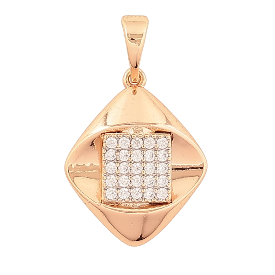 Кулон Xuping Позолота 18K + Родій «Ромб з інкрустацією кристалами» для ланцюжка до 5мм фото №1