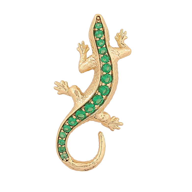 Кулон Xuping Позолота 14K Ящерица с зелеными кристаллами для цепочки до 3мм фото №2