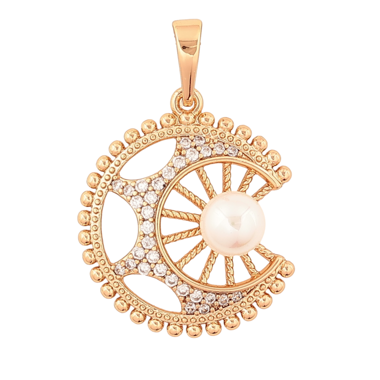 Кулон Xuping Позолота 18K «Візерунок з кристалами та перлиною» для ланцюжка до 6мм фото №1 Кулон Xuping Позолота 18K «Візерунок з кристалами та перлиною» для ланцюжка до 6мм фото №1