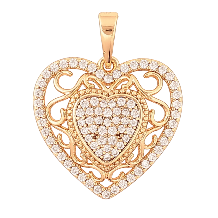 Кулон Xuping Позолота 18K Резное сердце с кристаллами для цепочки до 5мм фото №7