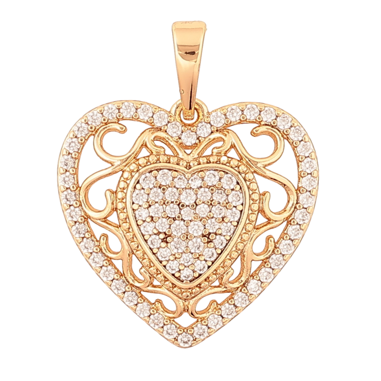 Кулон Xuping Позолота 18K «Різьблене серце з кристалами» для ланцюжка до 5мм фото №1