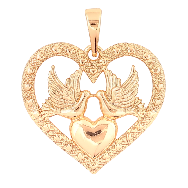 Кулон Xuping Позолота 18K Сердце с голубями для цепочки до 6мм фото №4