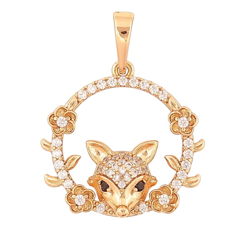 Кулон Xuping Позолота 18K Лиса в колечке с цветочками для цепочки до 6мм фото №1 Кулон Xuping Позолота 18K Лиса в колечке с цветочками для цепочки до 6мм фото №1