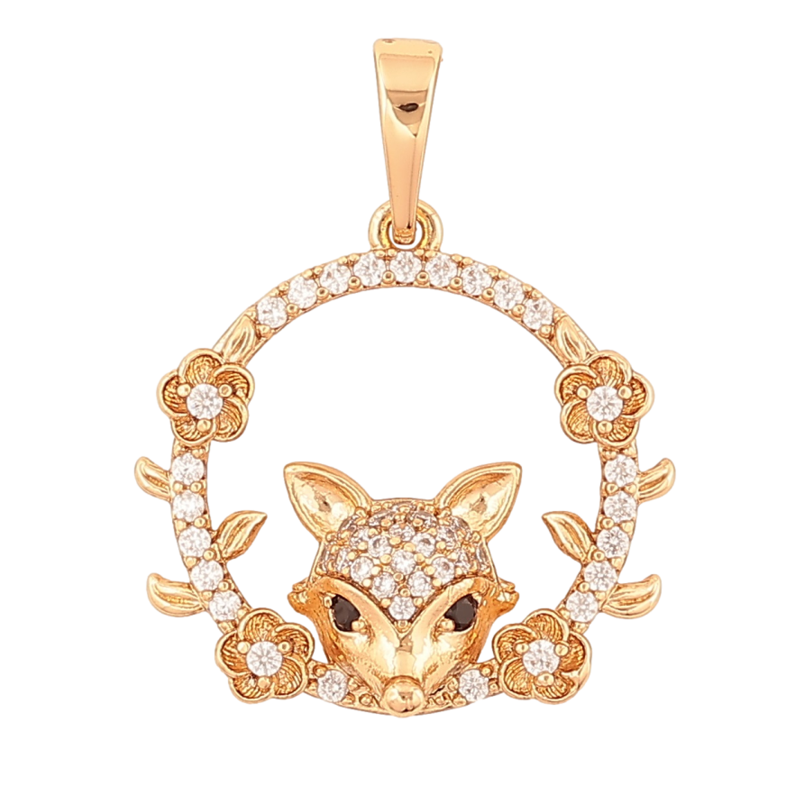 Кулон Xuping Позолота 18K Лиса в колечке с цветочками для цепочки до 6мм фото №1 Кулон Xuping Позолота 18K Лиса в колечке с цветочками для цепочки до 6мм фото №1