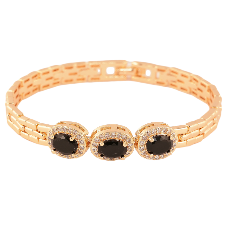 Браслет Xuping M&L Колір 18K «Три чорні кристали» довжина 19см х 7-10мм фото №1 Браслет Xuping M&L Колір 18K «Три чорні кристали» довжина 19см х 7-10мм фото №1