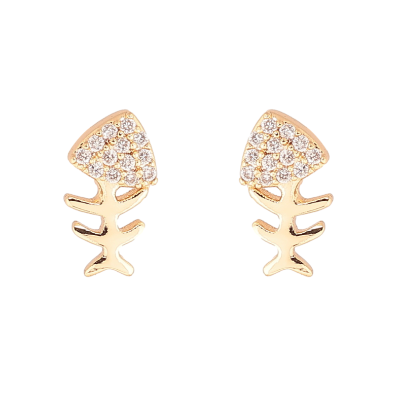 Серьги Xuping Позолота 18K пусеты Рыбьи скелеты фото №1 Серьги Xuping Позолота 18K пусеты Рыбьи скелеты фото №1