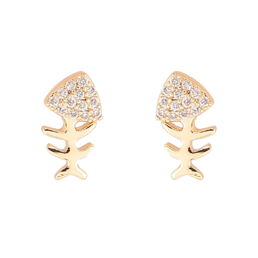 Сережки Xuping Позолота 18K пусети «Риб'ячі скелети» фото №1 Сережки Xuping Позолота 18K пусети «Риб'ячі скелети» фото №1