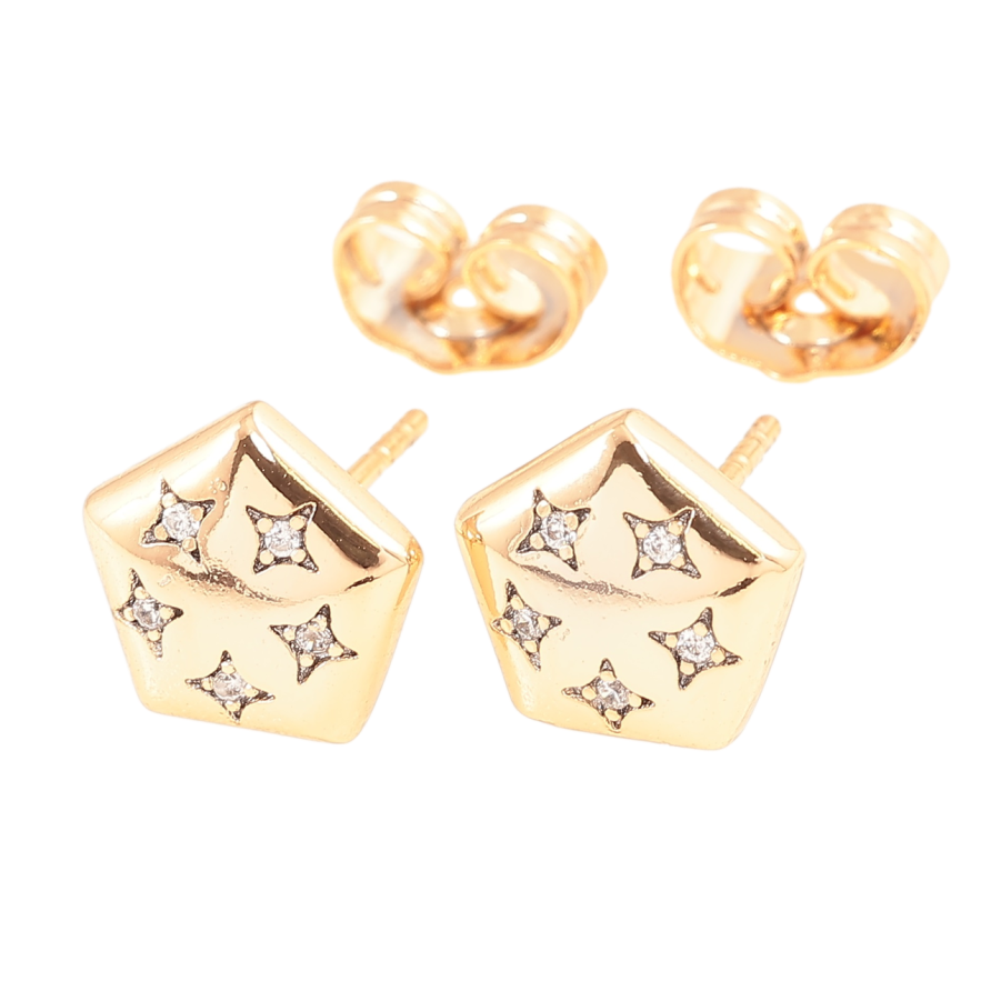Сережки Xuping Позолота 18K пусети «П'ятикутники з візерунком зірки» фото №1