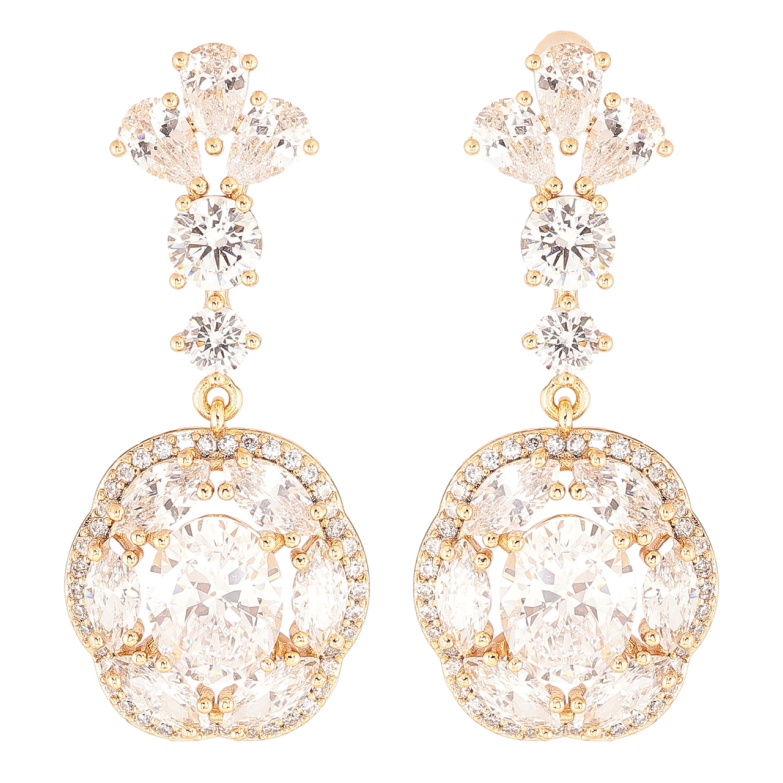 Серьги Xuping Позолота 18K пусеты Кристальные подвески фото №2