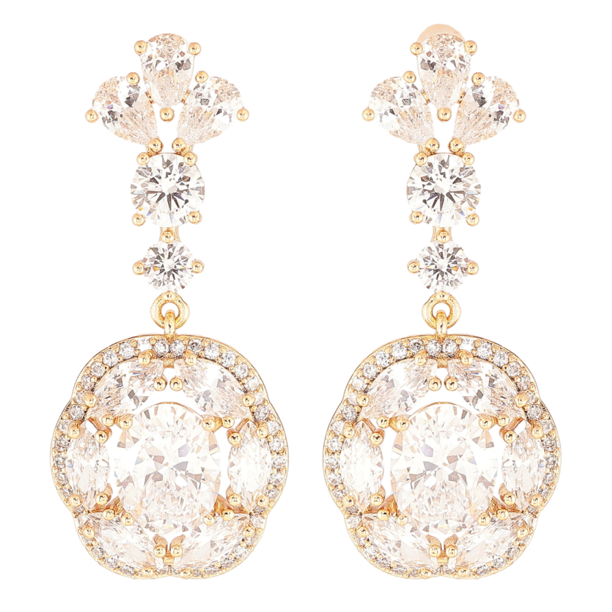 Сережки Xuping Позолота 18K пусети «Кристальні підвіски» фото №1