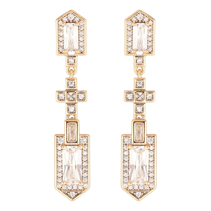 Сережки Xuping Позолота 18K пусети «Кристальні підвіски» фото №3