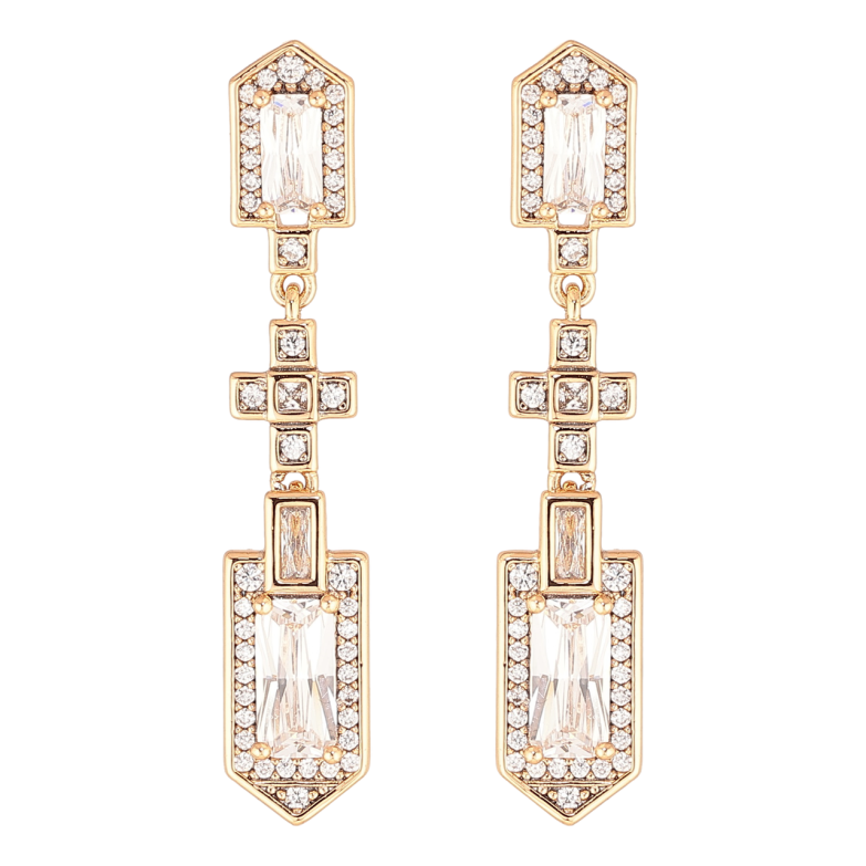 Серьги Xuping Позолота 18K пусеты Кристальные подвески фото №1