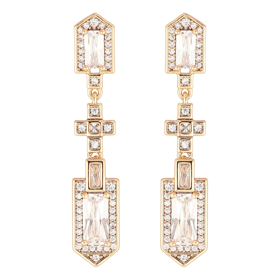 Сережки Xuping Позолота 18K пусети «Кристальні підвіски» фото №1