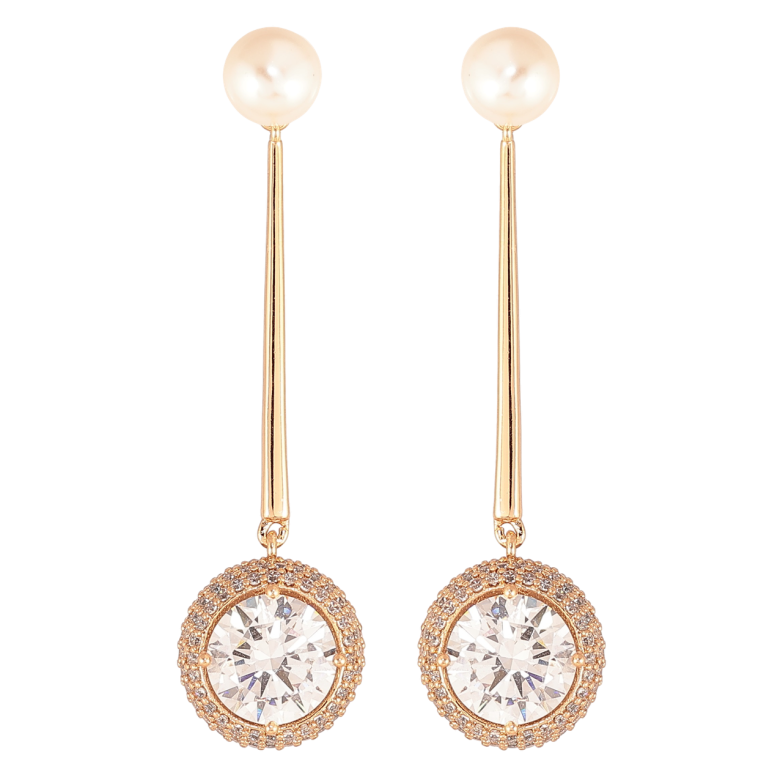 Серьги Xuping Позолота 18K пусеты Жемчужины с кристальными подвесками фото №1