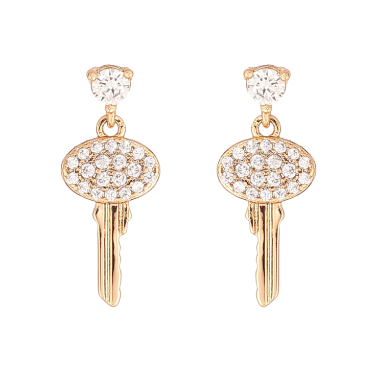 Сережки Xuping Позолота 18K пусети «Ключики з кристалами» фото №8