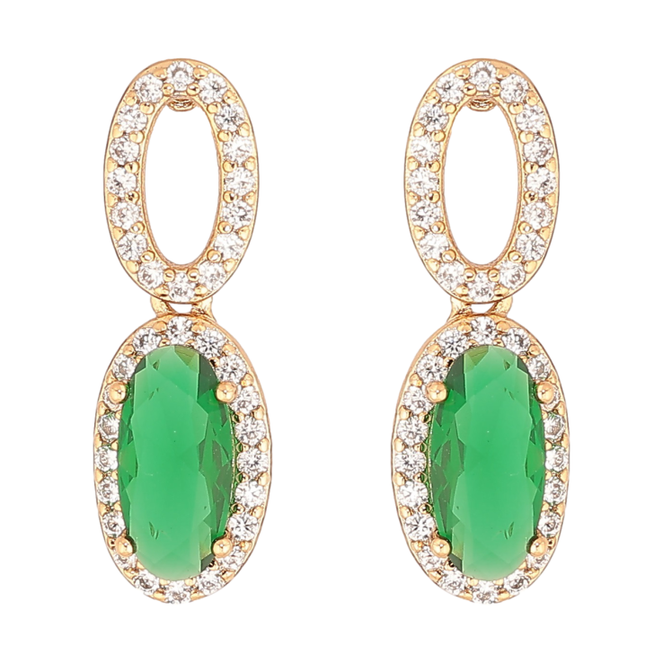 Сережки Xuping Позолота 18K пусети «Підвіски з зеленими кристалами» фото №13