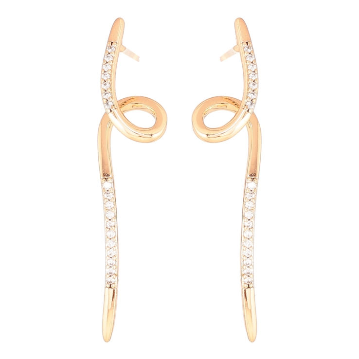 Сережки Xuping Позолота 18K пусети «Завитки з кришталевими доріжками» фото №12