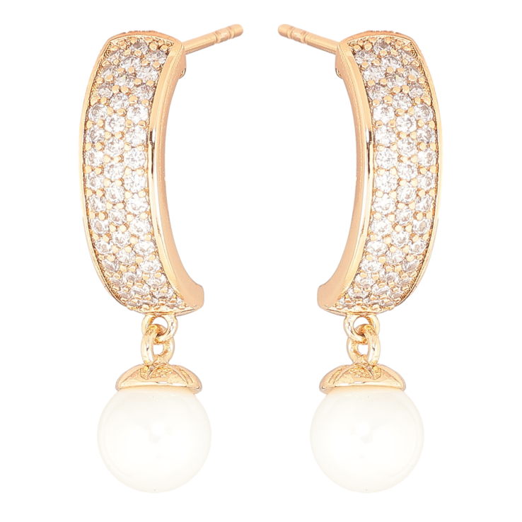 Сережки Xuping Позолота 18K пусети «Дуги з інкрустацією кристалами та перлинами» фото №16