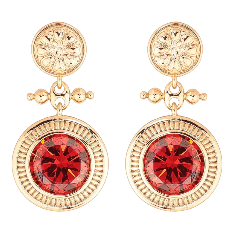 Серьги Xuping Позолота 18K пусеты Подвески с красными кристаллами фото №1