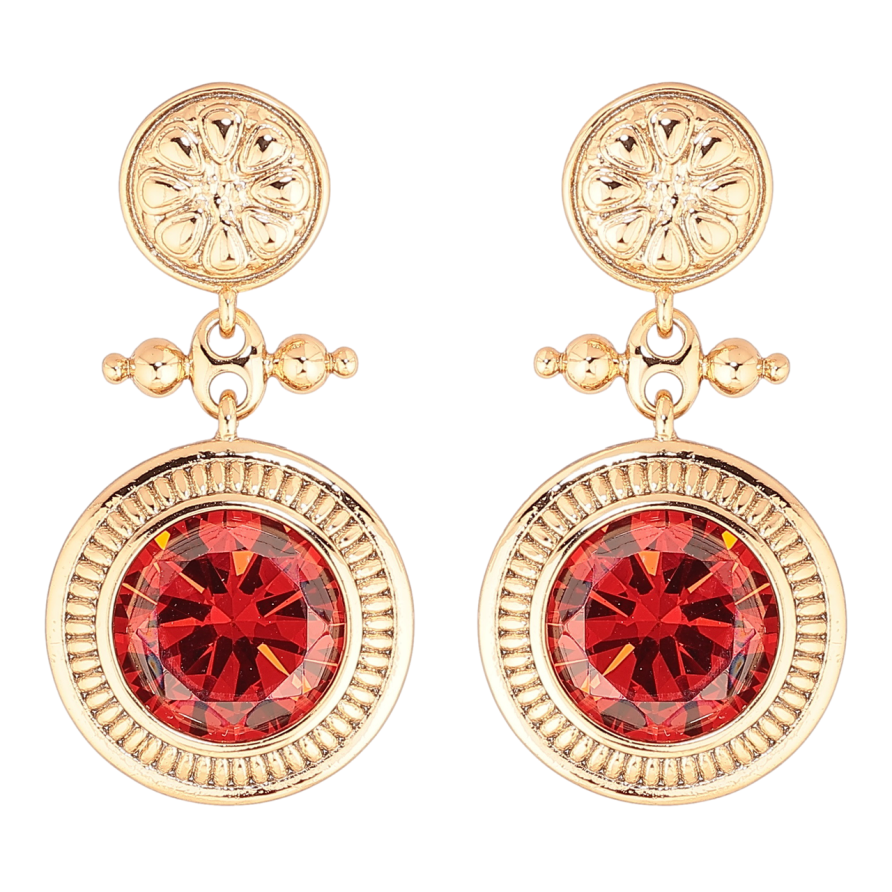 Сережки Xuping Позолота 18K пусети «Підвіски з червоними кристалами» фото №1