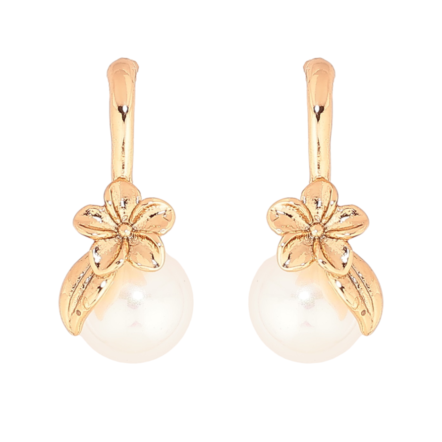 Сережки Xuping Позолота 18K пусети «Перлини з квіточками» фото №1 Сережки Xuping Позолота 18K пусети «Перлини з квіточками» фото №1