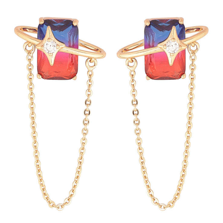 Сережки Xuping Позолота 18K пусети «Підвіски з червоно-синіми кристалами» фото №12 Сережки Xuping Позолота 18K пусети «Підвіски з червоно-синіми кристалами» фото №12