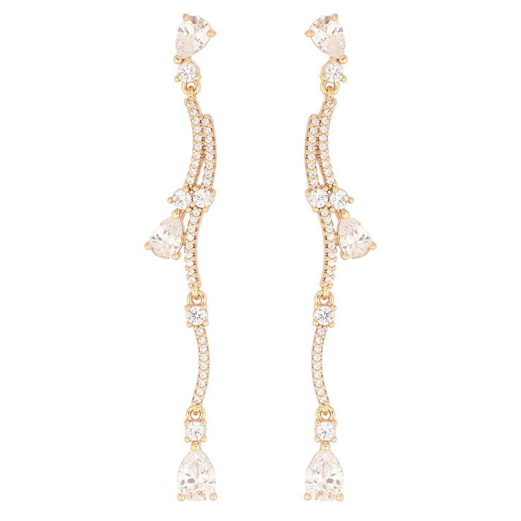 Сережки Xuping Позолота 18K пусети «Кристальні підвіски» фото №4