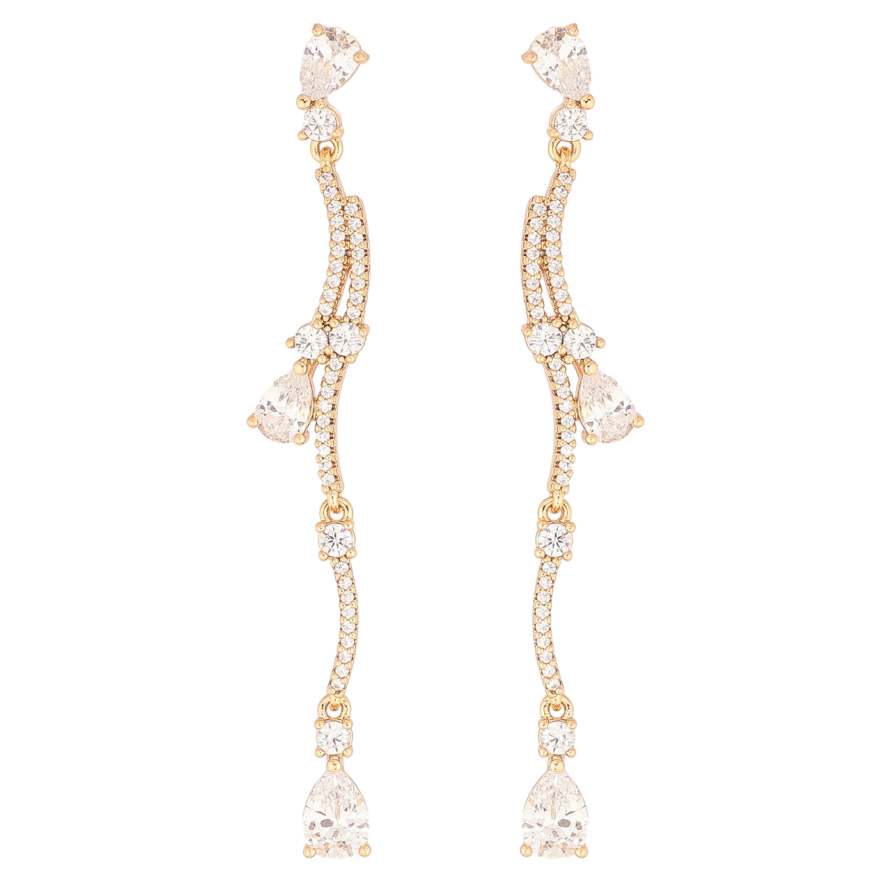 Сережки Xuping Позолота 18K пусети «Кристальні підвіски» фото №1