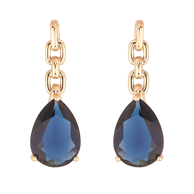 Сережки Xuping Позолота 18K пусети «Візерунок ланцюжок з синіми кристалами» фото №11 Сережки Xuping Позолота 18K пусети «Візерунок ланцюжок з синіми кристалами» фото №11