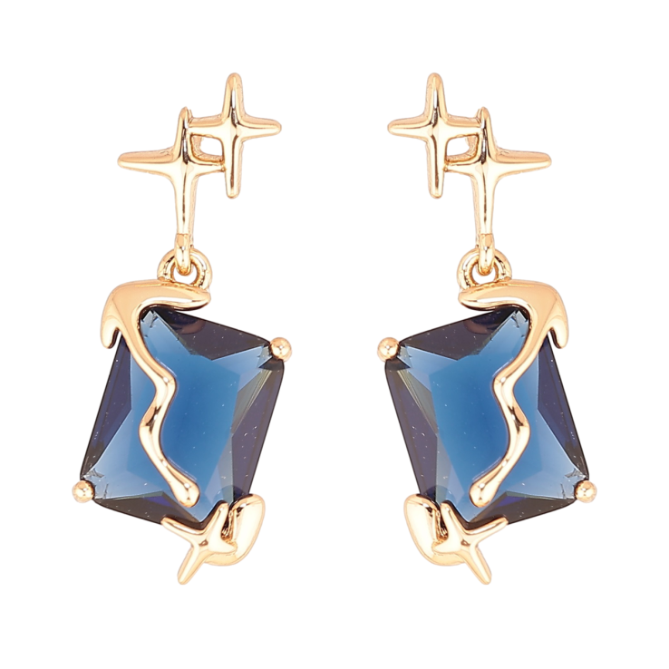 Сережки Xuping Позолота 18K пусети «Декоративні підвіски з синіми кристалами» фото №6 Сережки Xuping Позолота 18K пусети «Декоративні підвіски з синіми кристалами» фото №6