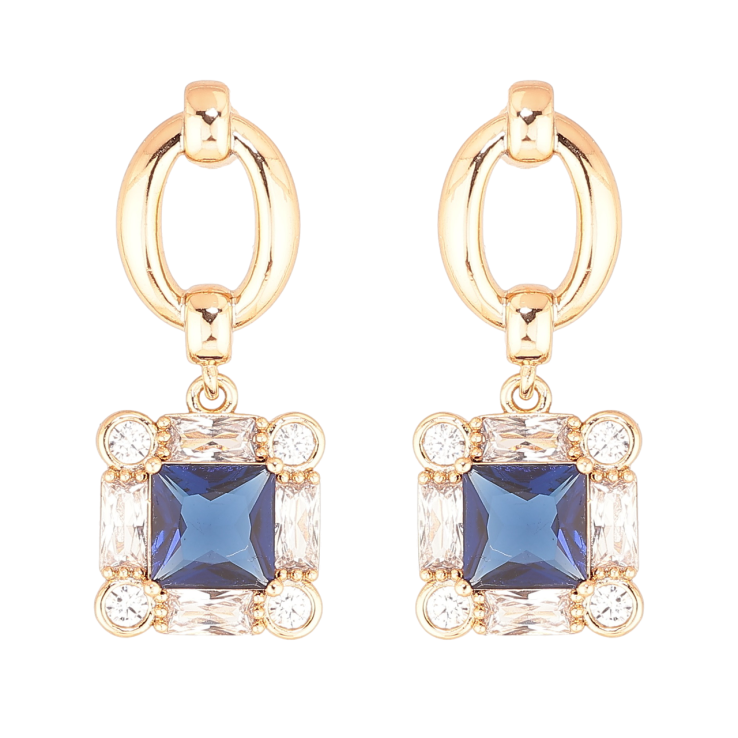 Серьги Xuping Позолота 18K пусеты Декоративные подвески с синими кристаллами фото №14