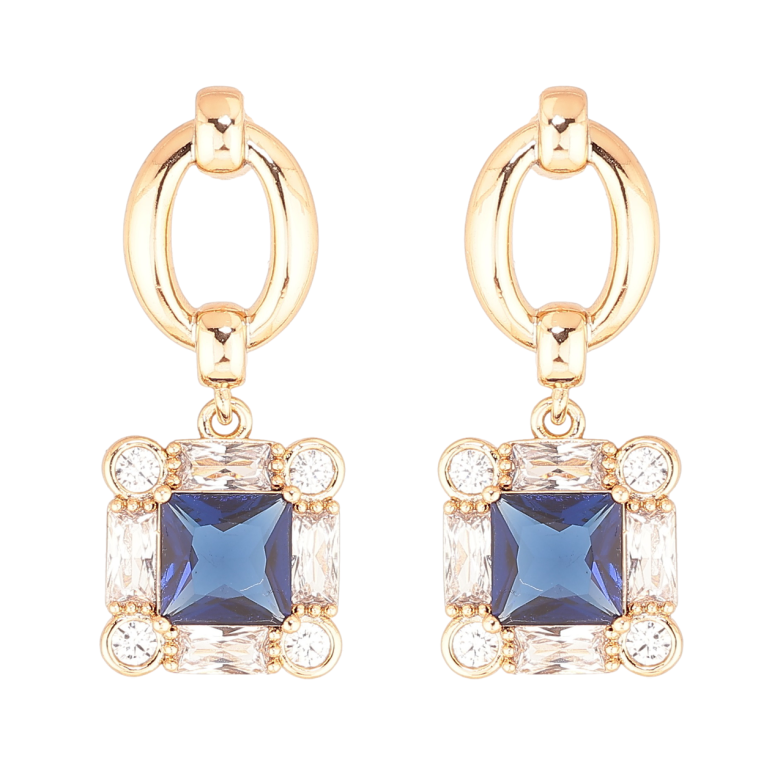 Серьги Xuping Позолота 18K пусеты Декоративные подвески с синими кристаллами фото №1