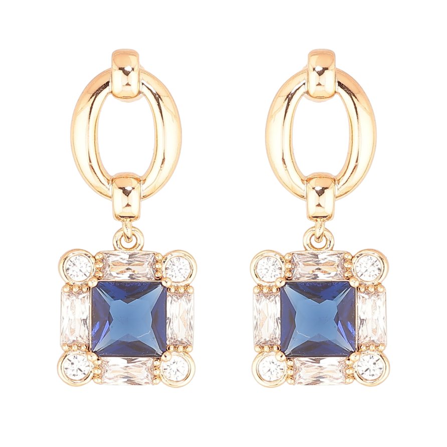 Серьги Xuping Позолота 18K пусеты Декоративные подвески с синими кристаллами фото №1