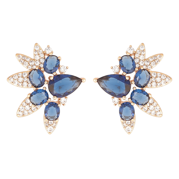 Серьги Xuping Позолота 18K пусеты Инкрустация бело-синими кристаллами фото №22