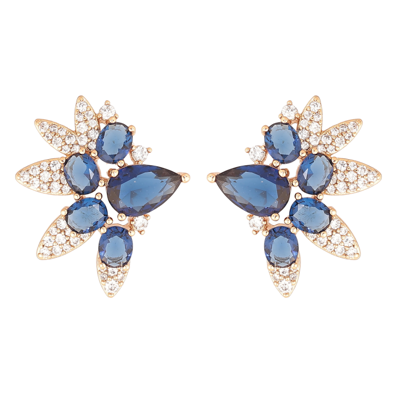 Серьги Xuping Позолота 18K пусеты Инкрустация бело-синими кристаллами фото №1