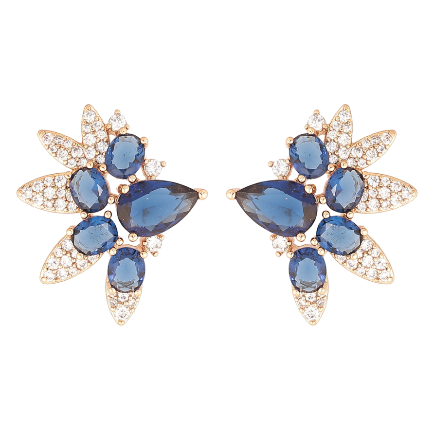 Серьги Xuping Позолота 18K пусеты Инкрустация бело-синими кристаллами фото №1