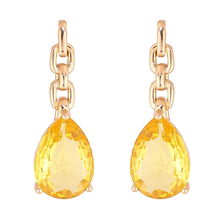 Серьги Xuping Позолота 18K пусеты Узор цепочка с желтыми кристаллами фото №9