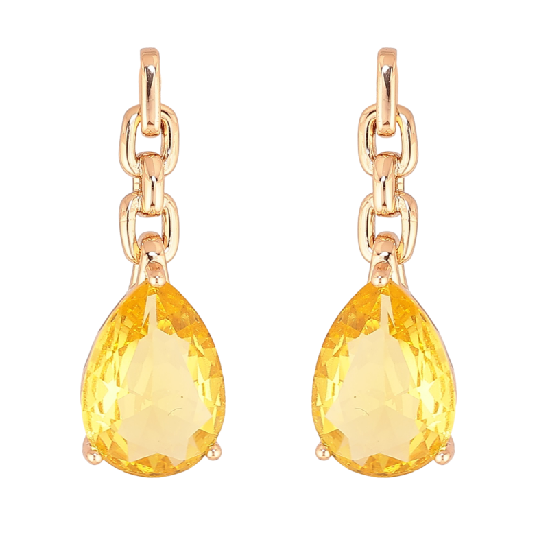 Серьги Xuping Позолота 18K пусеты Узор цепочка с желтыми кристаллами фото №5