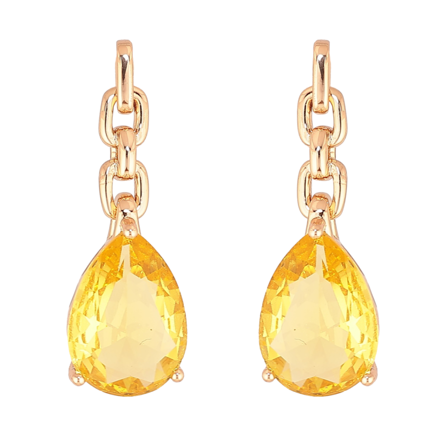 Серьги Xuping Позолота 18K пусеты Узор цепочка с желтыми кристаллами фото №1