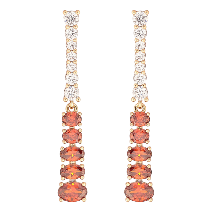 Сережки Xuping Позолота 18K пусети «Доріжки біло-червоних кристалів» фото №19